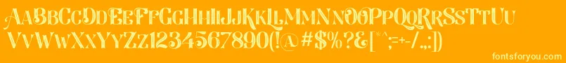 LarsonDafont-Schriftart – Gelbe Schriften auf orangefarbenem Hintergrund