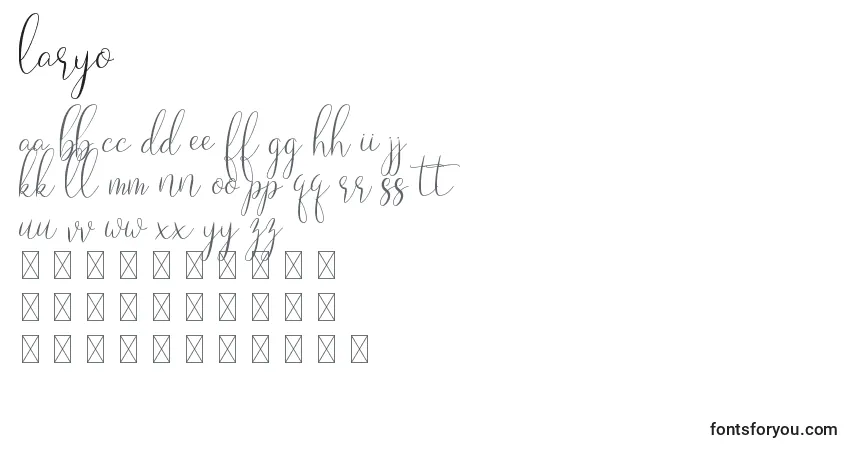 Czcionka Laryo (132265) – alfabet, cyfry, specjalne znaki