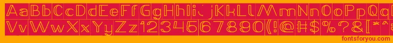 LASER GUN Bold Inverse-Schriftart – Rote Schriften auf orangefarbenem Hintergrund