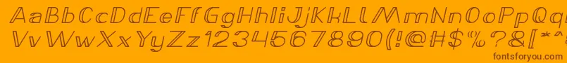 Fonte LASER GUN Bold Italic – fontes marrons em um fundo laranja