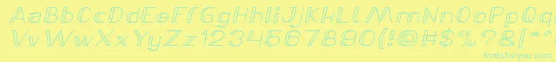 フォントLASER GUN Bold Italic – 黄色い背景に緑の文字
