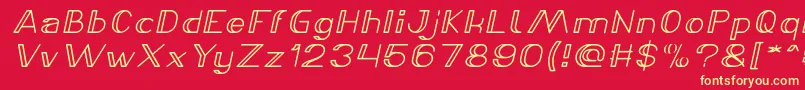 Fonte LASER GUN Bold Italic – fontes amarelas em um fundo vermelho