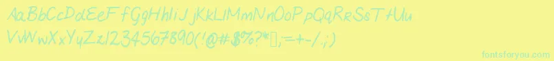 Czcionka Mariashandwriting – zielone czcionki na żółtym tle
