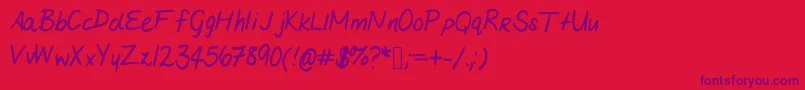 Mariashandwriting Font – Purple Fonts on Red Background