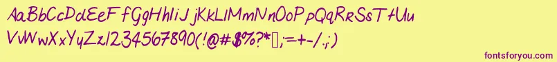 Mariashandwriting Font – Purple Fonts on Yellow Background