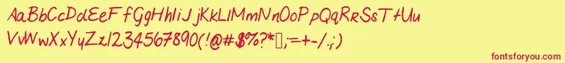 フォントMariashandwriting – 赤い文字の黄色い背景