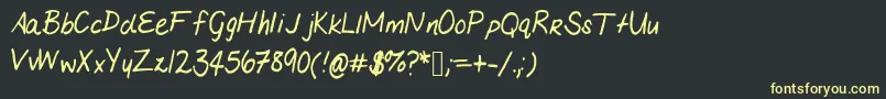 Mariashandwriting Font – Yellow Fonts on Black Background