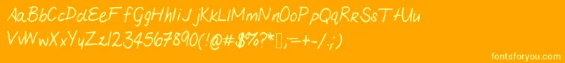 Czcionka Mariashandwriting – żółte czcionki na pomarańczowym tle