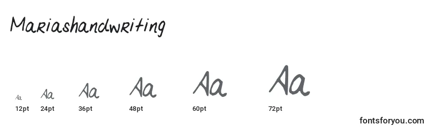 Размеры шрифта Mariashandwriting
