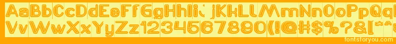 LASER GUN Inverse-Schriftart – Gelbe Schriften auf orangefarbenem Hintergrund