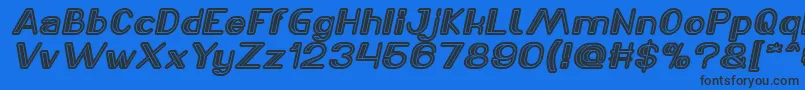 LASER GUN Italic Font – Black Fonts on Blue Background