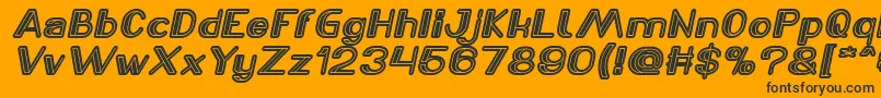 LASER GUN Italic-Schriftart – Schwarze Schriften auf orangefarbenem Hintergrund