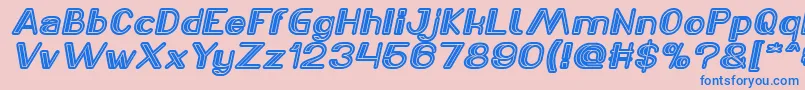 フォントLASER GUN Italic – ピンクの背景に青い文字