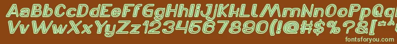 LASER GUN Italic-Schriftart – Grüne Schriften auf braunem Hintergrund