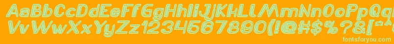 LASER GUN Italic Font – Green Fonts on Orange Background
