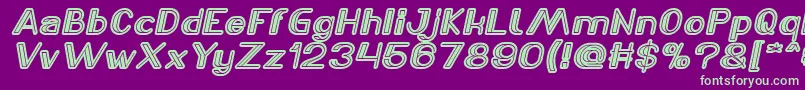 LASER GUN Italic-Schriftart – Grüne Schriften auf violettem Hintergrund