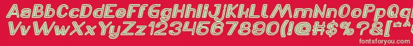 フォントLASER GUN Italic – 赤い背景に緑の文字