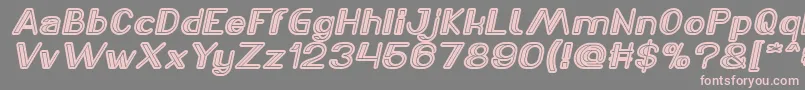 フォントLASER GUN Italic – 灰色の背景にピンクのフォント