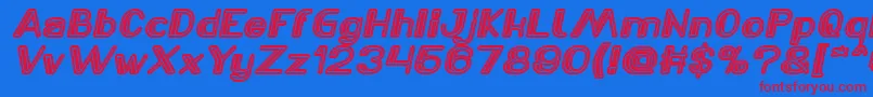 LASER GUN Italic Font – Red Fonts on Blue Background