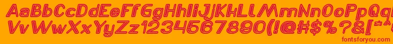 LASER GUN Italic-Schriftart – Rote Schriften auf orangefarbenem Hintergrund