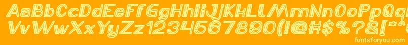 LASER GUN Italic Font – Yellow Fonts on Orange Background