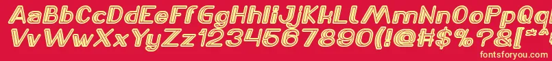 フォントLASER GUN Italic – 黄色の文字、赤い背景