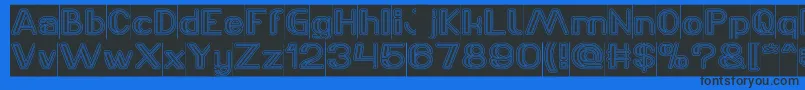 LASER GUN outlined Inverse-Schriftart – Schwarze Schriften auf blauem Hintergrund