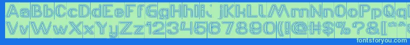 LASER GUN outlined Inverse Font – Green Fonts on Blue Background