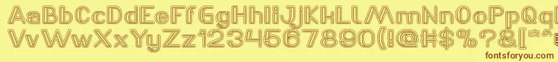LASER GUN outlined Font – Brown Fonts on Yellow Background