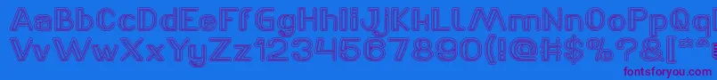 LASER GUN outlined-Schriftart – Violette Schriften auf blauem Hintergrund