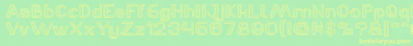 LASER GUN outlined Font – Yellow Fonts on Green Background