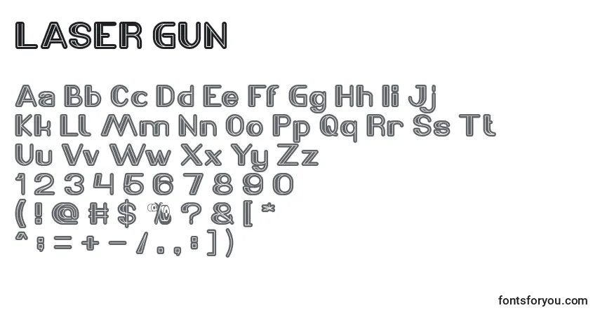 LASER GUN-fontti – aakkoset, numerot, erikoismerkit