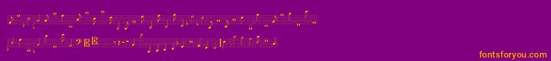 LASSUS-fontti – oranssit fontit violetilla taustalla