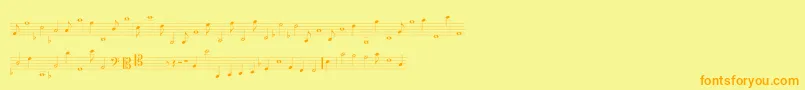 フォントLASSUS – オレンジの文字が黄色の背景にあります。