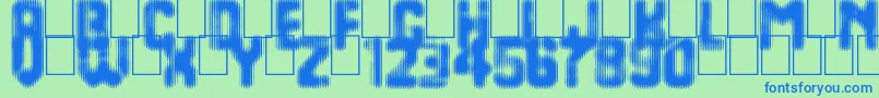 フォントLast Day On Earth – 青い文字は緑の背景です。