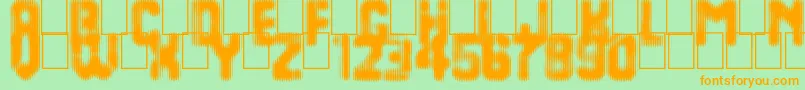 フォントLast Day On Earth – オレンジの文字が緑の背景にあります。