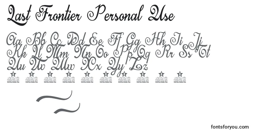 Schriftart Last Frontier Personal Use – Alphabet, Zahlen, spezielle Symbole
