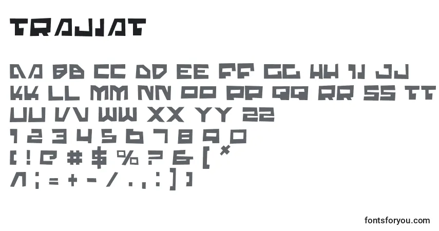 A fonte Trajiat – alfabeto, números, caracteres especiais