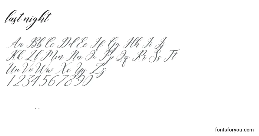 Schriftart Last night (132281) – Alphabet, Zahlen, spezielle Symbole