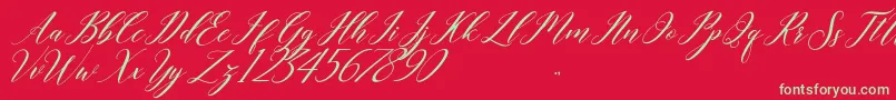 last night-Schriftart – Grüne Schriften auf rotem Hintergrund