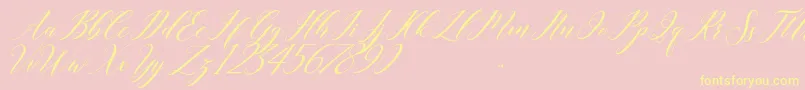 last night-Schriftart – Gelbe Schriften auf rosa Hintergrund