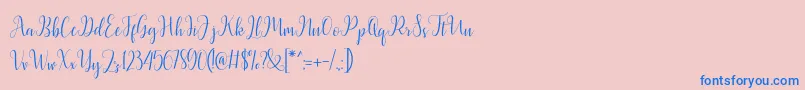 Latasha Script Font – Blue Fonts on Pink Background