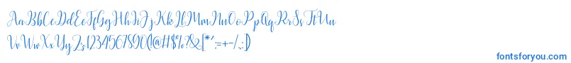 フォントLatasha Script – 白い背景に青い文字