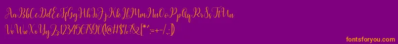 Latasha Script Font – Orange Fonts on Purple Background