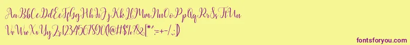 Latasha Script Font – Purple Fonts on Yellow Background