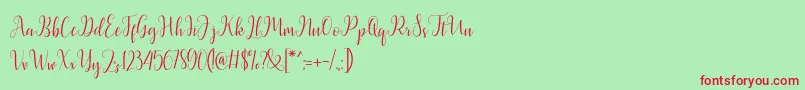 Latasha Script-Schriftart – Rote Schriften auf grünem Hintergrund