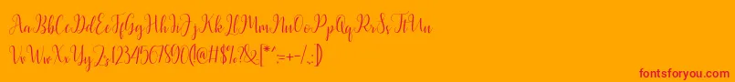 Latasha Script Font – Red Fonts on Orange Background