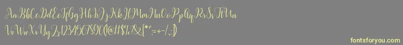 Latasha Script-Schriftart – Gelbe Schriften auf grauem Hintergrund