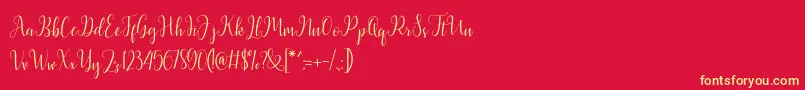 Latasha Script Font – Yellow Fonts on Red Background