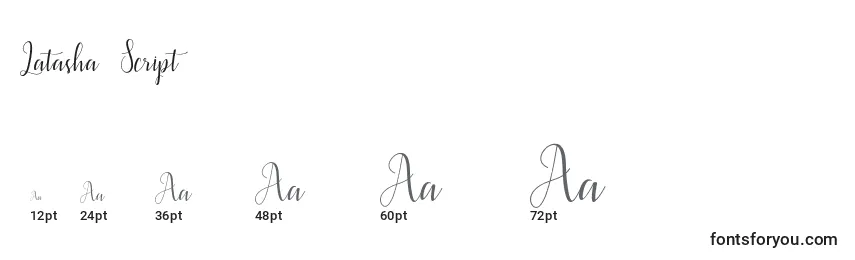 Latasha Script Font Sizes